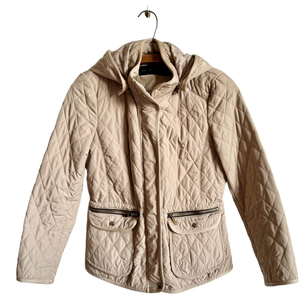 Zara Quilted Tan Jacket Size M